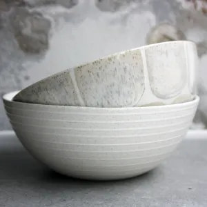 Breakfast bowl, Light Stone Grey w/ glazed stripes