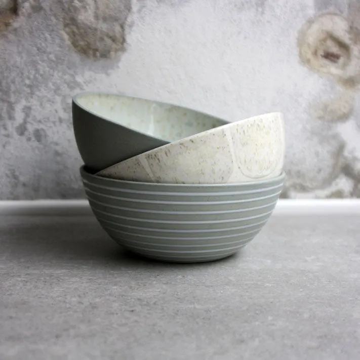 Breakfast bowl, Stone Blue w/ glazed stripes