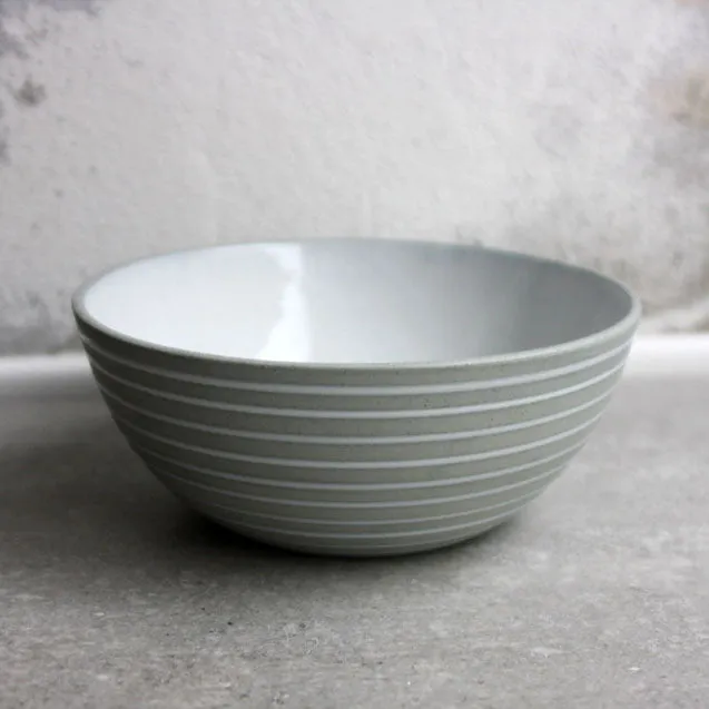 Breakfast bowl, Stone Blue w/ glazed stripes