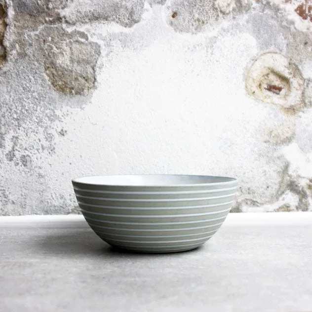 Breakfast bowl, Stone Blue w/ glazed stripes