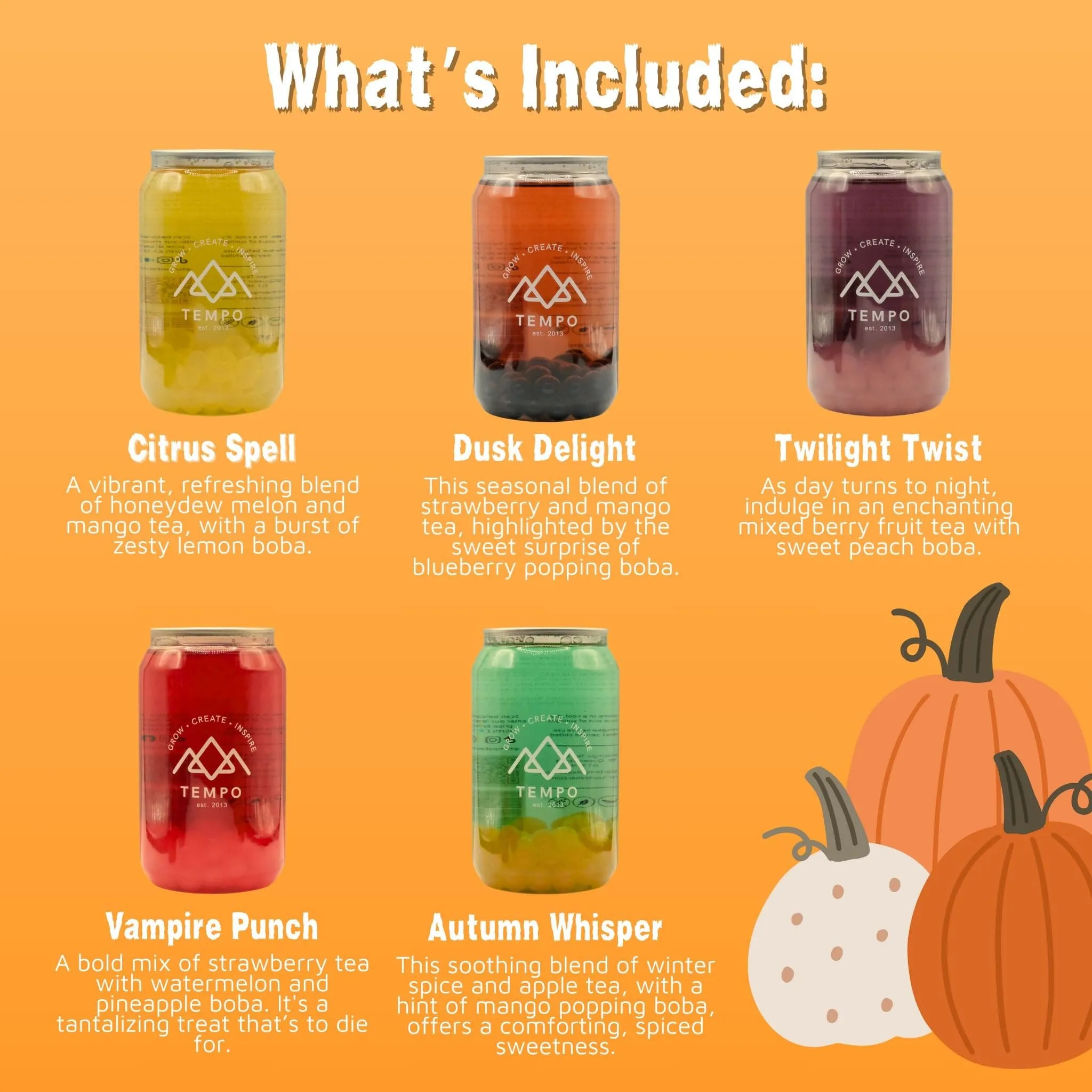 Bubble Tea Cans | Autumn Series - Mixed 5 Pack (350ml)