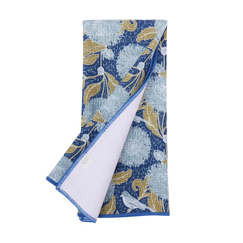 Chrysanthemum blu Kitchen Tea Towel