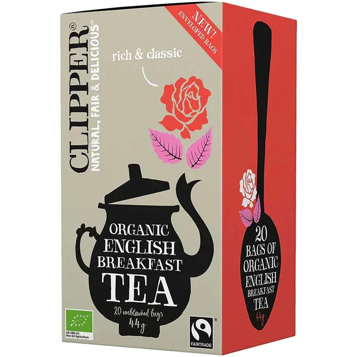 Clipper Organic Earl Grey and English Breakfast Tea (20 Tea Bags) infused with citrusy Bergamot, to make an especially delicate and refreshing blend-5021991941580