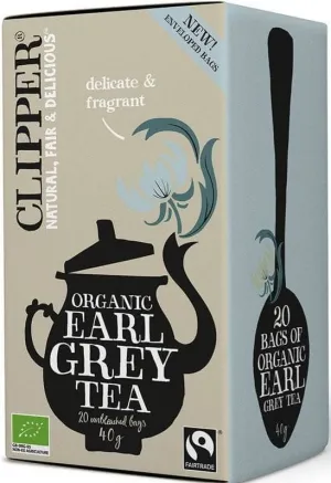 Clipper Organic Earl Grey and English Breakfast Tea (20 Tea Bags) infused with citrusy Bergamot, to make an especially delicate and refreshing blend-5021991941580