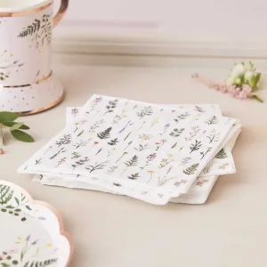 Ginger Ray Afternoon Tea Floral Napkins - 16 Pkt