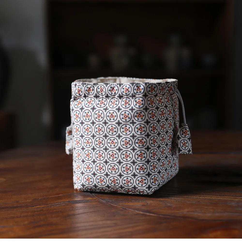 Gohobi Floral and Pot Pattern Teaware Storage Travel Bag