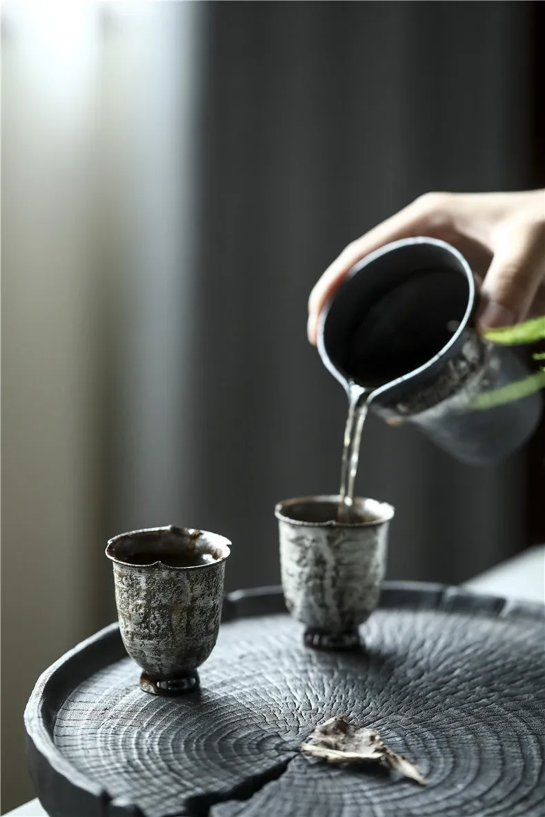 Gohobi Handmade Ceramic Silver Wood-fired Tea Cup