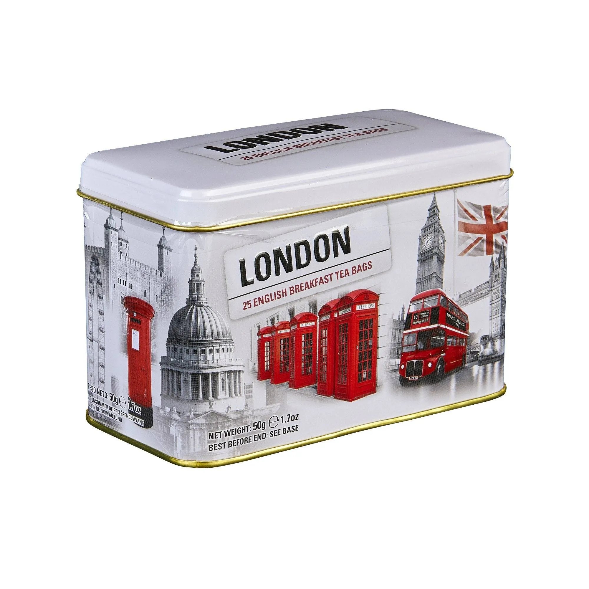 London Tea Tin With 25 English Breakfast Teabags