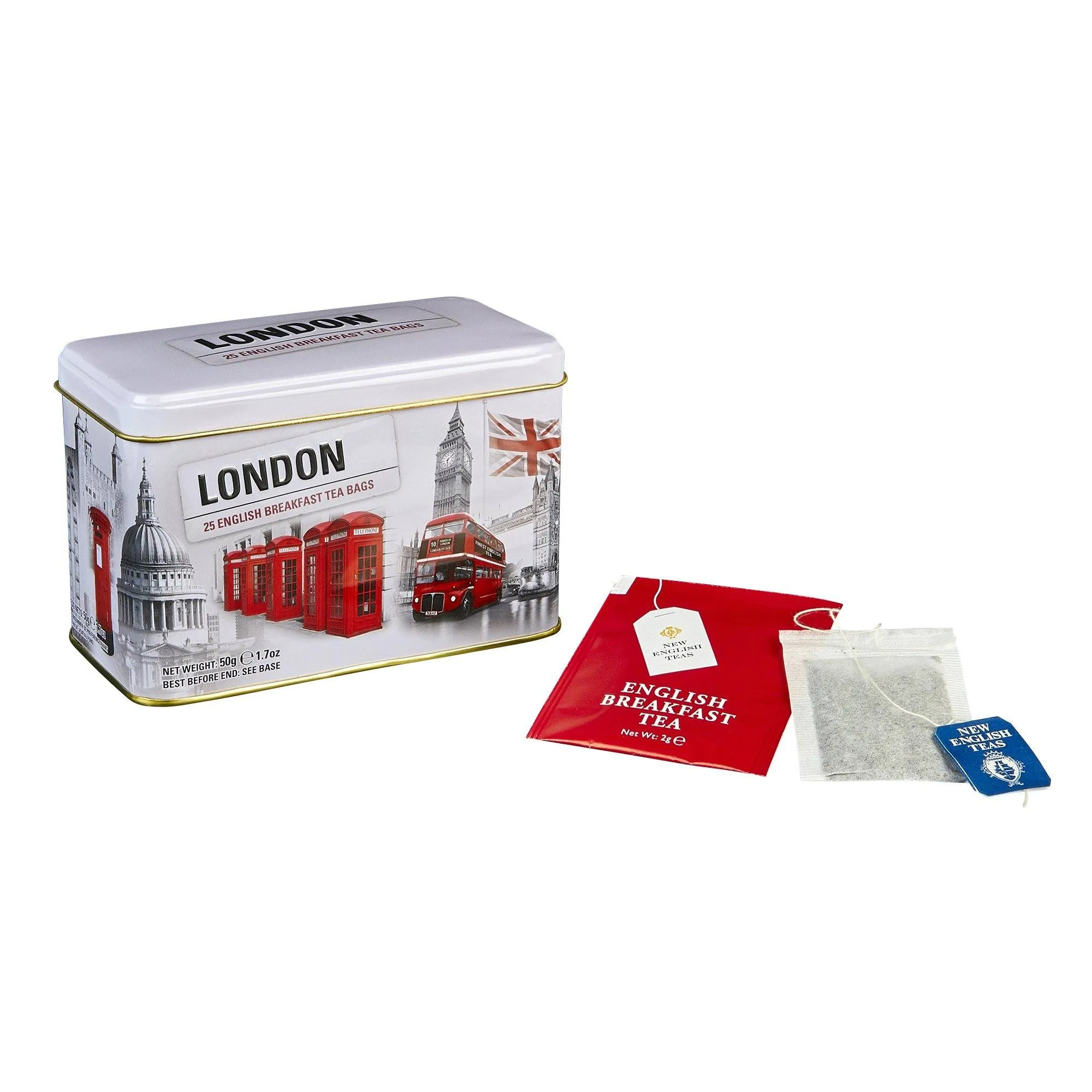 London Tea Tin With 25 English Breakfast Teabags