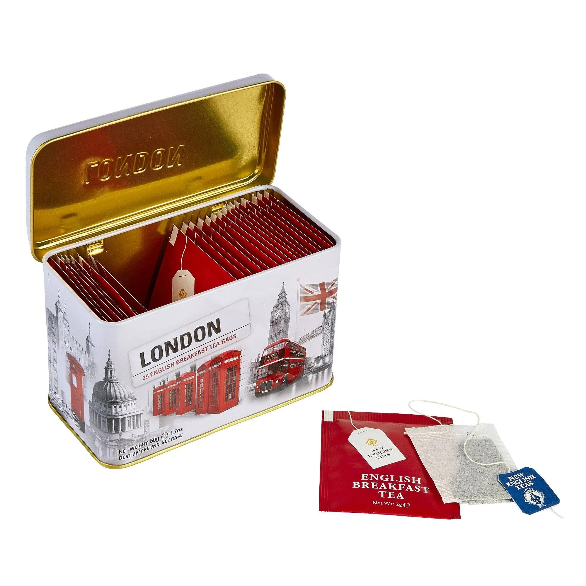 London Tea Tin With 25 English Breakfast Teabags