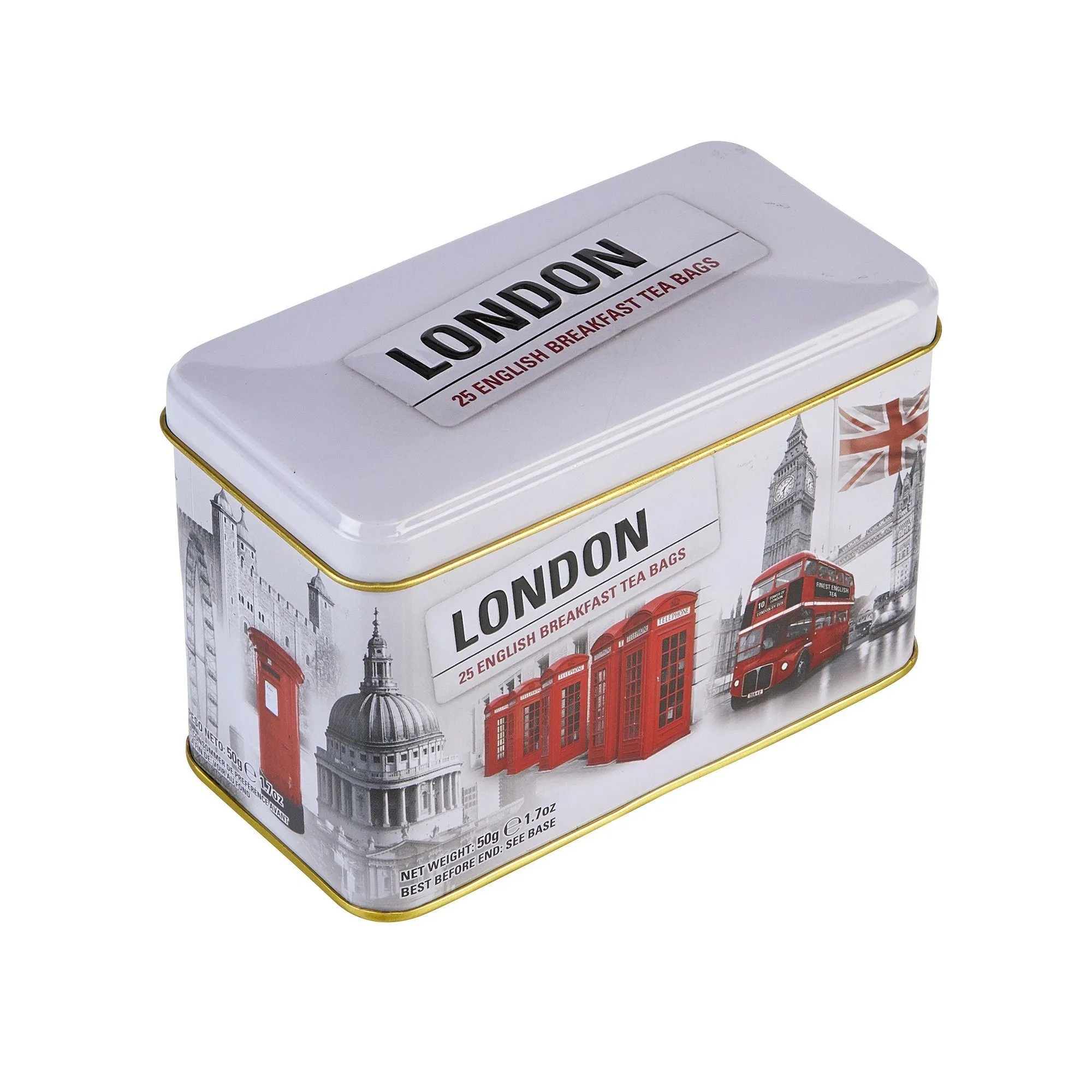 London Tea Tin With 25 English Breakfast Teabags