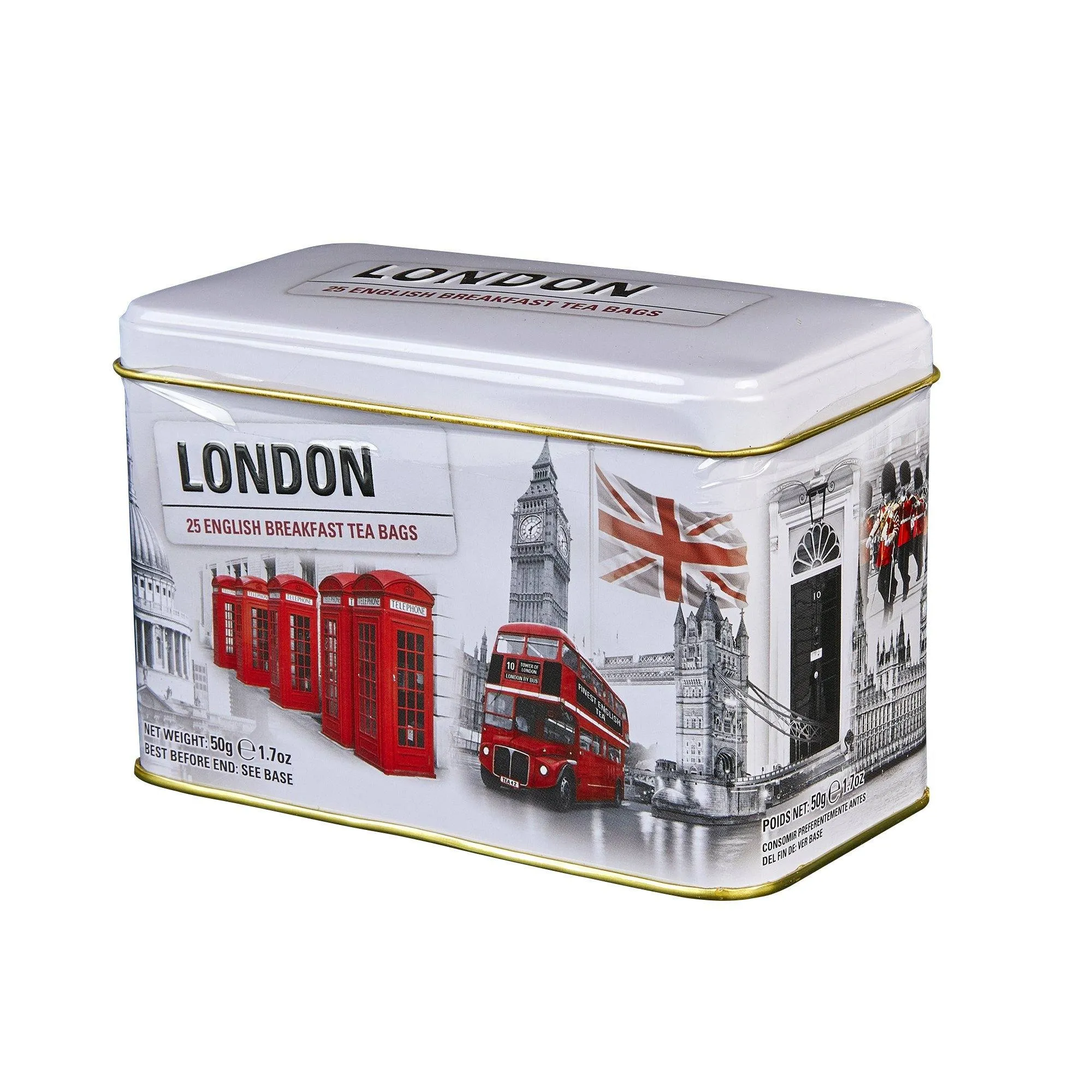 London Tea Tin With 25 English Breakfast Teabags