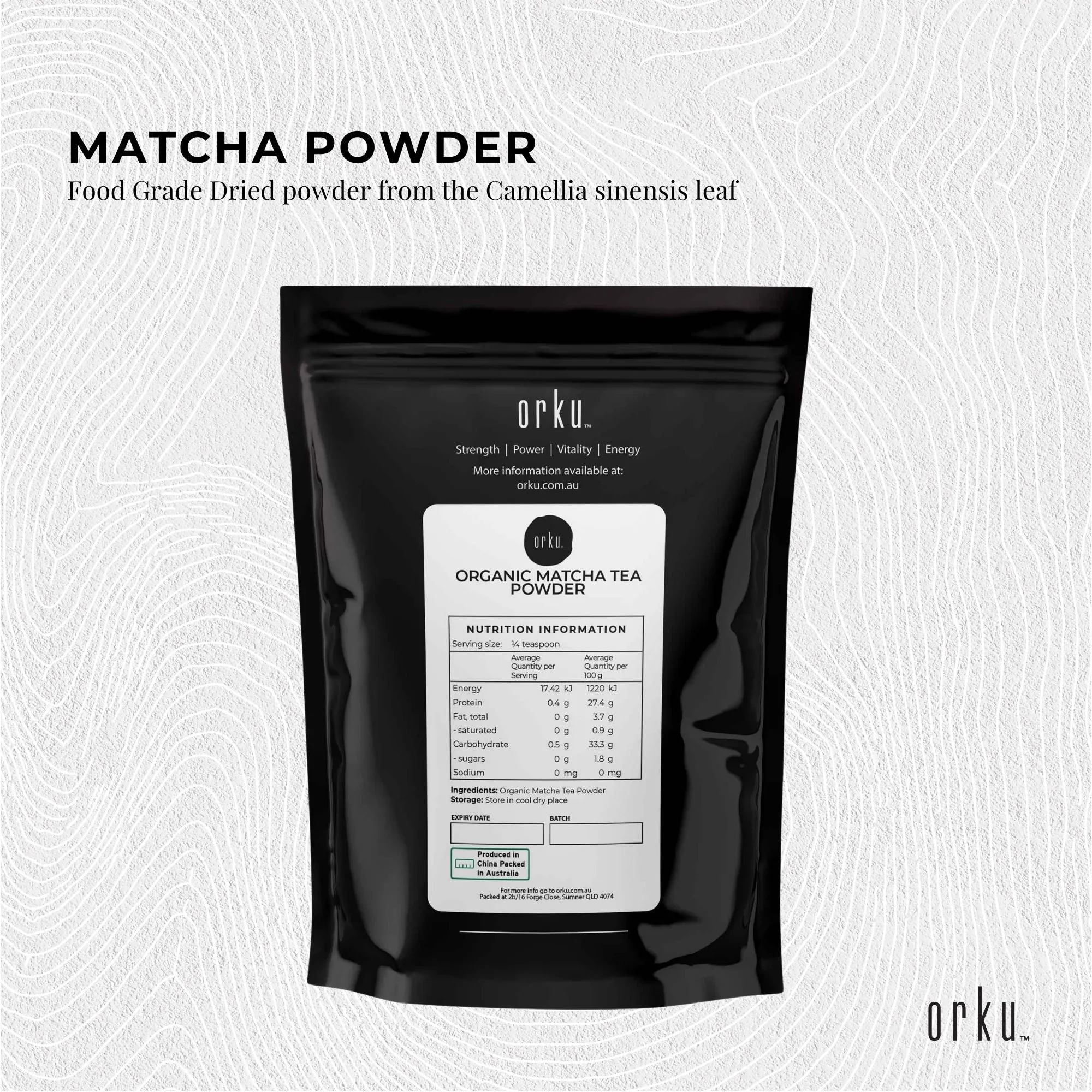 Organic Matcha Green Tea Powder Camellia Sinensis Leaf Supplement